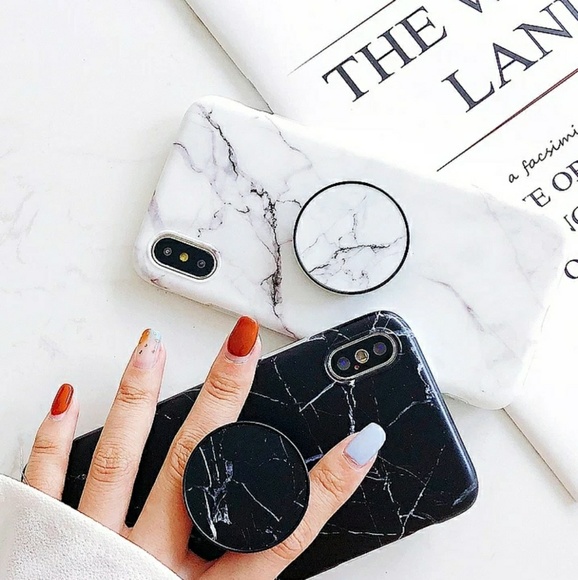 iPhone XR ❤️white marble phone case with holder - Picture 4 of 7